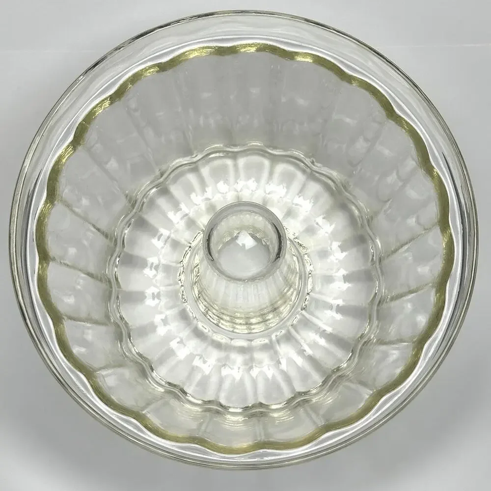 Vintage 1930s clear bundt jello cake mold Schott Jenaer Glas Borosilica Germany